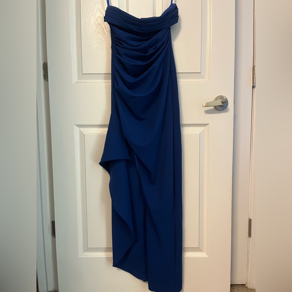 Blue Strapless Cocktail Gown